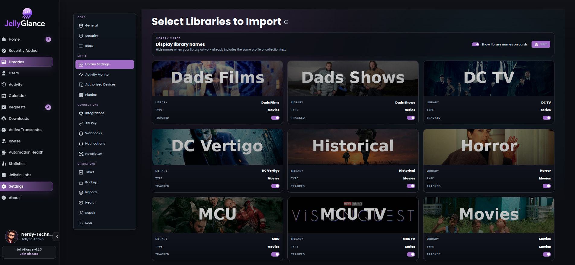 Library settings